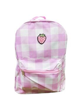 Metropack Pink & White Strawberry Patch Backpack - 16” x 12” x 5”